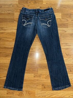 Vanilla Star Bootcut Jeans Juniors Size 13 Embroidered Metallic Stitching Y2K